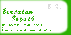 bertalan kozsik business card